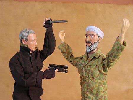 Action figures of President George W. Bush and Islamic militant Osama bin Laden are part of a group of new action figure designs by Herobuilders