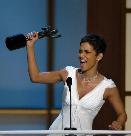 Halle Berry accepts her award for her work in 
