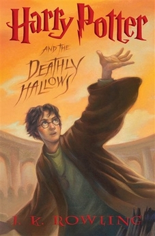 This image shows the cover of the U.S. edition of the highly anticipated 'Harry Potter and the Deathly Hallows, 'J.K. Rowling's seventh and final Harry Potter book.