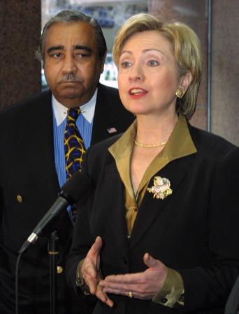 Rep. Charles Rangel, D-NY & Sen. Hillary Rodham Clinton, Dec. 15, 2001, in New York.