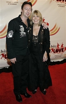 Julian Lennon, son of John Lennon, and his mother Cynthia Lennon arrive at the premier of The Beatles 'LOVE' by Cirque du Soleil at The Mirage hotel and Casino in Las Vegas, Friday, June 30, 2006.  Photo by Laura Rauch