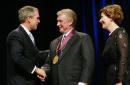 resident Bush & Mike Nichols, center, as Laura Bush looks on. Photo by Pablo Martinez Monsivais