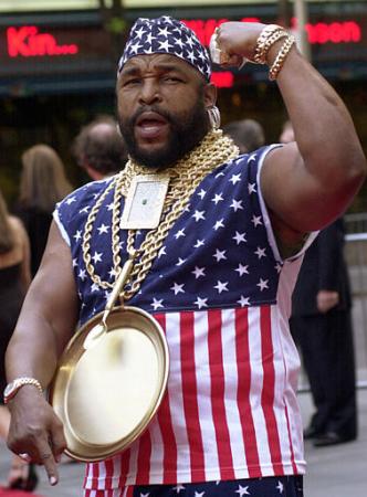 Mr. T of the 'A Team', Sunday, May 5, 2002, at New York's Rockefeller Center. Photo by Ron Frehm