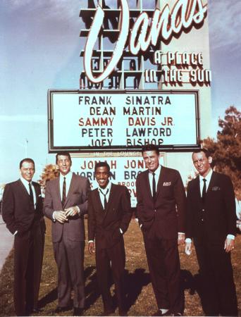 (L-R) are Frank Sinatra, Dean Martin, Sammy Davis Jr., Peter Lawford and Joey Bishop