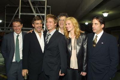 The New 'Ocean's Eleven', (L to R) 
Matt Damon, George Clooney, Brad Pitt, Elliott Gould, Julia Roberts & Andy Garcia.  Missing is Don Cheadle.