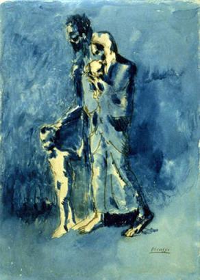 'Poverty', painted by Pablo Picasso in 1903, one of three valuable works of art stolen in a raid on the Whitworth Gallery, in Manchester, England over the weekend Greater Manchester Police said in a statement Sunday April 27, 2003. Police said the paintings had an estimated total value of 1 million pounds (US $1.58 million).