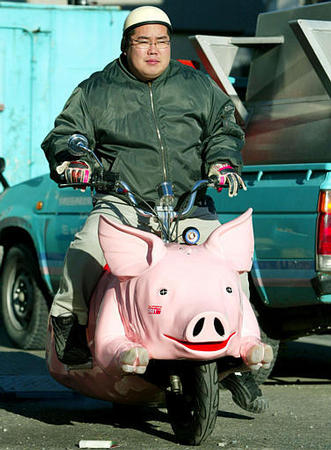 fat guy on bike pic. Pig Bike: Speak For Yourself